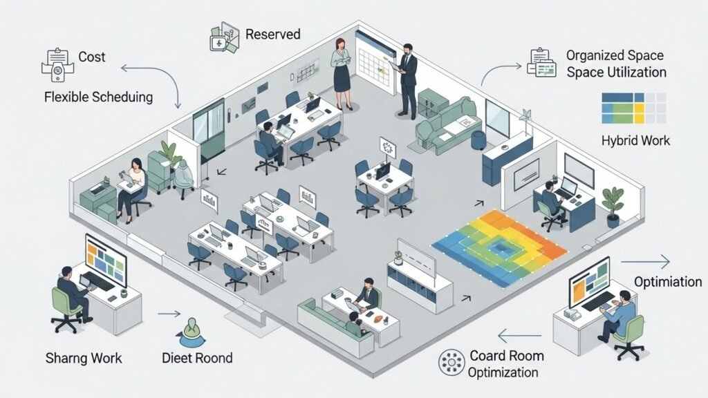 Guide to Using Office Space Management Software Free for Workplace Optimization Managing an office efficiently can be challenging, especially as workplaces adapt to hybrid models and flexible schedules. Using office space management software free can help you streamline desk bookings, optimize layouts, and boost productivity without any upfront cost. In this guide, we’ll explore how these tools work and highlight some of the best options available for your office. What is Office Space Management Software? Office space management software is designed to help businesses organize and utilize their physical workspaces effectively. These tools provide features like desk booking, space planning, occupancy tracking, and hot desking management. By using such software, companies can reduce wasted space, improve employee satisfaction, and support hybrid work models. Key Benefits of Using Free Office Space Management Software Cost-effective: Free versions allow small and medium businesses to get started without financial investment. Flexible scheduling: Employees can reserve desks or meeting rooms in advance, reducing conflicts. Improved space utilization: Identify underused areas and optimize layouts for productivity. Data-driven decisions: Insights from occupancy tracking help managers plan for future growth or downsizing. How to Choose the Right Free Office Space Management Software When evaluating office space management software free options, consider these factors: Desk booking capabilities: Ensure the software supports hot desking or assigned seating. Space planning tools: Look for free workplace space planning tool features that allow layout customization. User-friendliness: A simple, intuitive interface helps employees adopt the system quickly. Integration options: Software that connects with calendars, collaboration tools, or HR systems is more valuable. Scalability: Free tools should support growth if your office expands. office space management software 